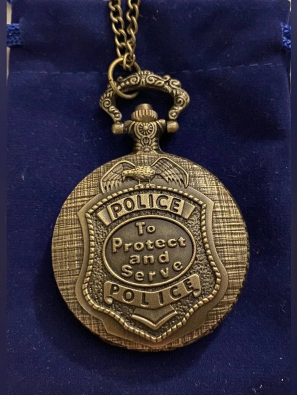 New Police Officer Quartz Pocket Watch Battery Included
